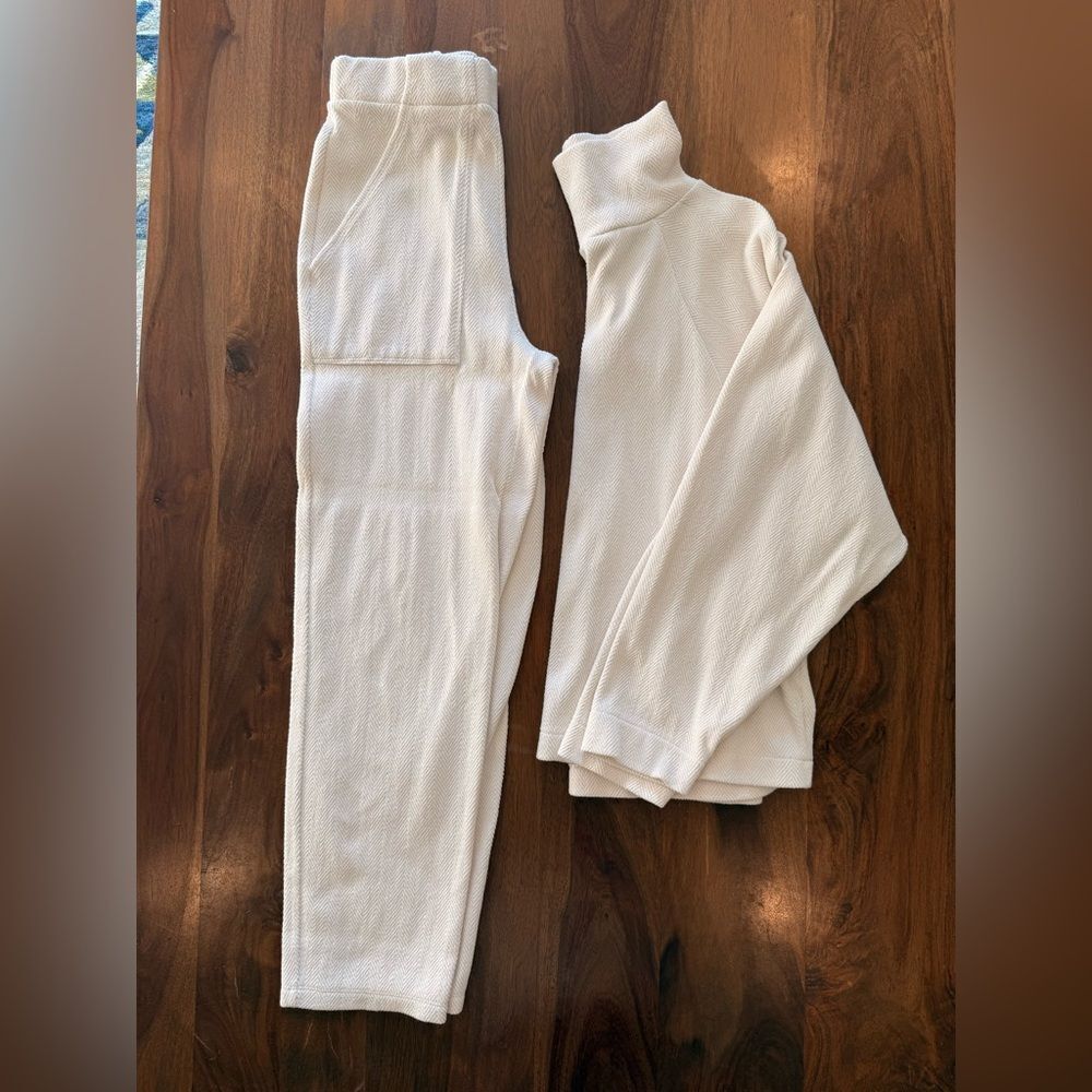 Madewell Cream Turtleneck Waffleknit Lounge Set